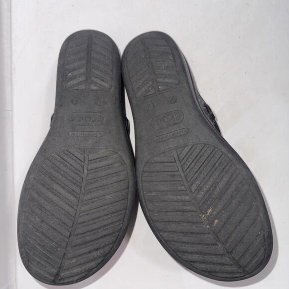 Crocs Sanrah Wedge Thong Sandals BLACK With Silver Circle Flip Flops Women's 7 - Picture 11 of 15